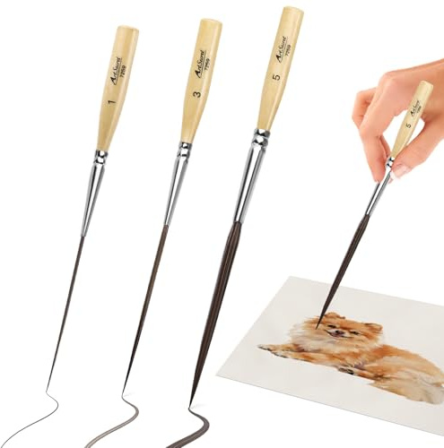 WPPQWP Feine Pinsel aus Ochsenhaar 3 Stück Aquarellpinsel Pinselset, Ausfüllen von Ecken, Markieren, Konturen Nachzeichnen und Kantenlinien Entwerfen, für Aquarell-, Acryl- und Ölmalerei