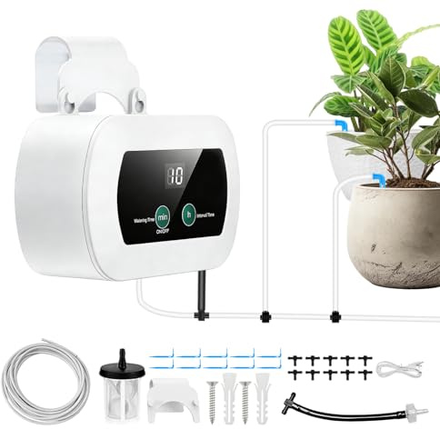 Sistema di irrigazione automatico 10 piante in vaso, irrigazione a goccia interna, tubo da 10 m, 10 contagocce, sistema di irrigazione intelligente per stanza, balcone, giardino