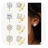 CASSIECA 4Paare Ohrclips Damen Ohne Ohrlöcher Clip Ohrringe für Damen | Ohrringe Ohne Ohrloch Brillant Diamant Clip-Ohrringe für Damen Herren Hypoallergen Clip Ohrclips Ohrringe Set Gold Silber