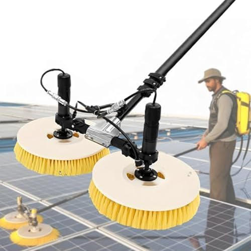 Kindevieft Rotierende Reinigungsbürste für Solarmodule, Photovoltaik- und Solarpaneele, wasserbetriebene Bürste, elektrische Solarmodul-Reinigungsbürste Mains Electricity-7.5m/24ft