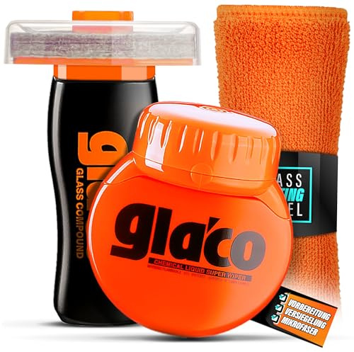 Auto Scheibenversiegelung Set | Soft99 Glaco Glass Compound Roll On Tiefenreiniger + Glaco ROLL ON LARGE | effizienter Regenabweiser für Autoscheiben bis zu 3 Monate | Nano Glasversiegelung