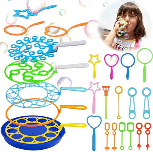 Fancysky Kit de Pomperos para Niños,28 Piezas para Pompas de Jabón Gigantes