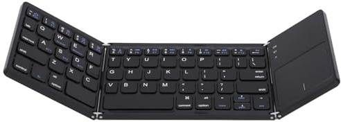 Tosuny Tastiera Pieghevole Portatile Ricaricabile per Viaggi, Tastiera Bluetooth Ripiegabile con Touchpad, Tasti di Dimensioni Standard per Tablet PC Portatile, Ricarica USB C (BLACK)