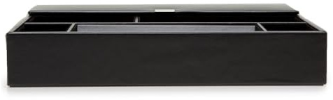 WOLF Heritage Valet Tray, Black - Includes Five Compartments & Three Ring Rolls - Faux Leather Exterior + Ultra-Suede Lining