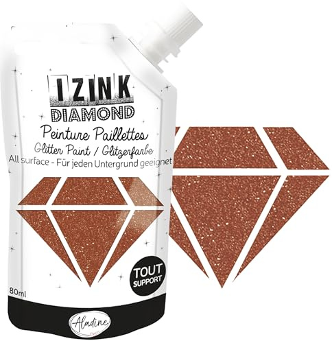 Aladine – Izink Diamond – Glitterfarbe – Ultra konzentriert mit Pailletten – Dekoration für jeden Untergrund – DIY und kreative Freizeit Trinkflasche weich 80 ml – Rot