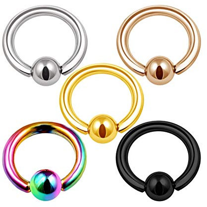 KJM FASHION 5 STK Chirurgischer 316-l-stahl Eloxiert BCR 1,2 mm 16 g 3mm Kugeln Daith Nose Septum Cartilage Ohrringe Tragus Piercing Schmuck 0833