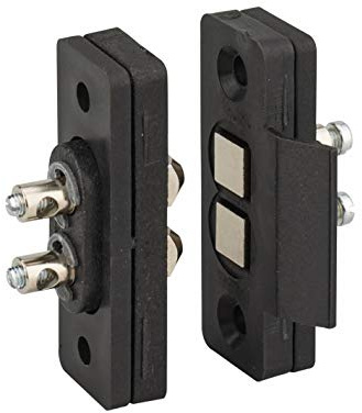 THIRARD - Plots de Contact Nylon pour Serrure Électrique - Coffre et Gâche Acier Embouti - Mécanisme Réversible - Fonctionne avec Courant Basse Tension - Cylindre à Goupilles Ø 24 x 50 mm - Gris