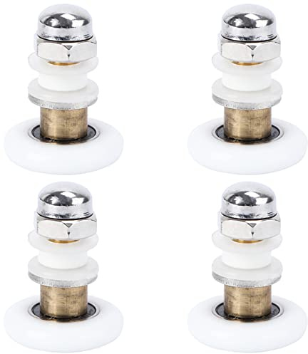 DOITOOL 4 Pack Shower Door Rollers 1.38 Inch Diameter Replacement Wheels for Glass Sliding Doors Bathroom DIY Repair Parts with Spring Loaded Pulley Design
