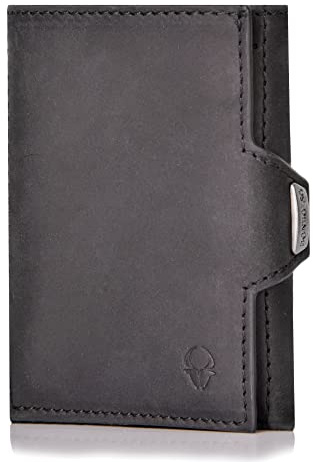 DONBOLSO Wallety NextGen - Vintage Schwarz - Klassische Geldbörse mit S-Münzfach - Leder Brieftasche für Herren im Slim Design - Kompakte Männerbörse für Alltag, Reise und Hosentasche