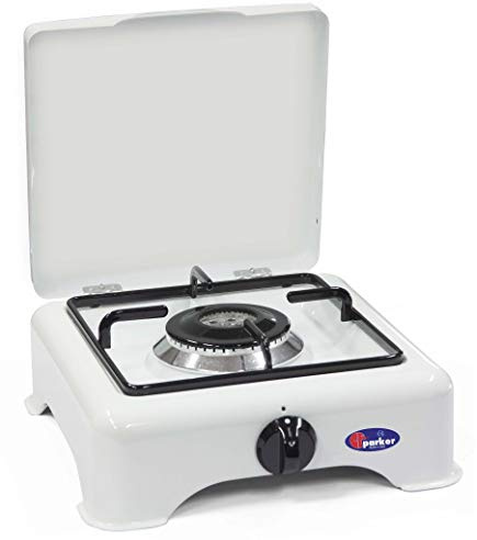 CFParker Réchaud 1 feu à gaz GPL brûleur double couronne avec valve de sécurité pour usage intérieur, fabriqué en Italie – 5321 GPS/C