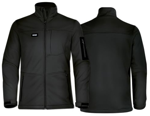 Uvex Echor Softshell-arbetsjacka för män – andningsaktiv och vattenavvisande, svart, 3XL