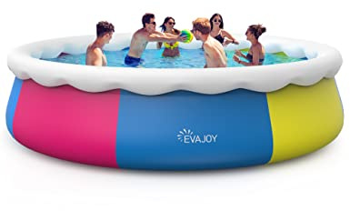 EVAJOY 15ft *35in Inflatable Swimming Pool Include Filter Pump, Ground Cloth and Cover, Blue