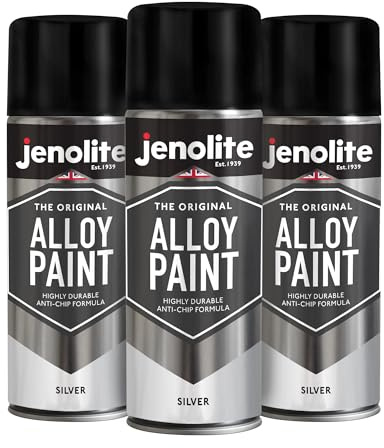 JENOLITE Pintura en aerosol plateada para llantas de aleación | 3x400ml | Pintura para llantas de aleación premium | Resistente a la corrosión | Restaurar y renovar llantas de aleación