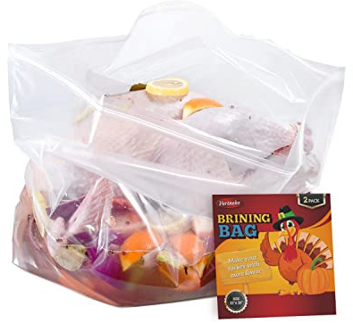 Turkey Brine Bags, 26×22, 2 Pack, Holds up 35lbs, Thicker Brining Bags with Double Zip Lock & 2 Cotton Strings, Extra Large Brine Bag Fits for Turkey, Chicken, Beef, Fish, Lamb, Pork