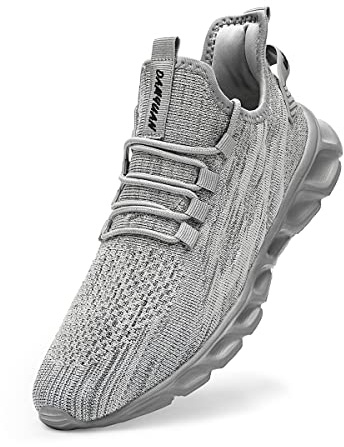 Linenghs Zapatos de Hombre para Correr Zapatos Deportivos Zapatillas para Correr Tenis Ocio Ligero Transpirable Zapatos para Correr en la Carretera Caminar al Aire Libre Fitness Jogging Gris 43 EU