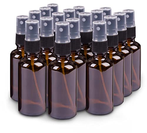 hmaimas Small Amber Glass Spray Bottles For Essential Oils, 2oz Empty Fine Mist Mini Spray Bottles, Set of 18