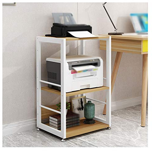 Skrivarställ 3-lags golv-stående mobil skrivare Stativ Justerbar faxmaskin Hylla Kontorskanner Kopiator Stativ Kök Torkautomat Skrivarbord (Color : Beige)