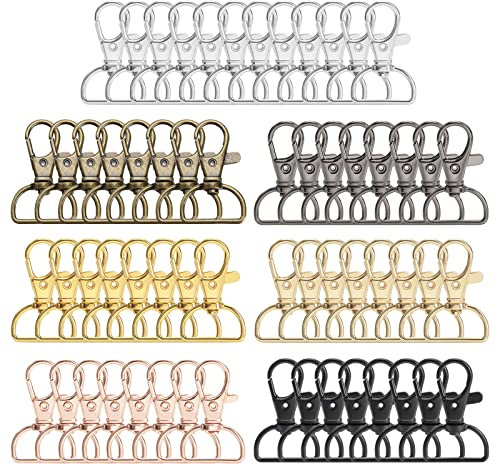 Schlüsselanhänger Karabiner 60 Stücke Drehbare Schlüsselringe Schlüsselanhänger Schwenker Metall Schlüsselring für DIY Handwerk Taschenherstellung (2cm Innenbreite) 7 Farben