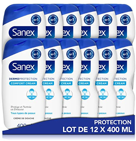 SANEX - Dermo Protection Duschcreme,entwickelt mit Dermatologen – reinigt sanft, spendet Feuchtigkeit & schützt – macht die Haut widerstandsfähiger – Wiederherstellung - 12er pack