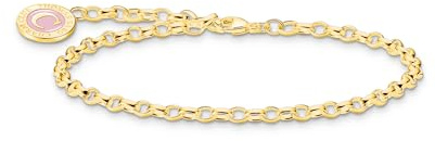 THOMAS SABO Member Charm-Armband mit pinkem Charmista Coin vergoldet 750 Gelbgold Vergoldung, 925 Sterlingsilber, Kaltemail