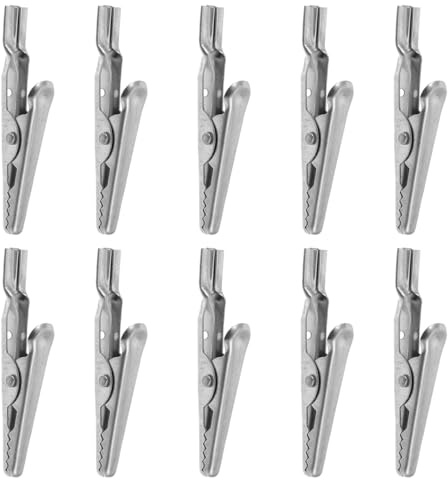 Baluue 10 Pinzas De Cocodrilo De Acero Inoxidable Pinzas Cocodrilo Electrónica Para Pruebas Rápidas Abrazaderas De Metal Para Cableado Temporal Herramienta Compacta Para Ensayos Y Conexión De Cables