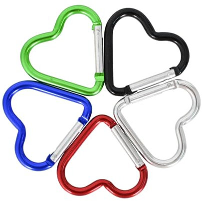 DecorDwell Karabiner Clip 6 Stück Aluminium Herzform Schlüsselanhänger Set Klein Herz Karabinerhaken