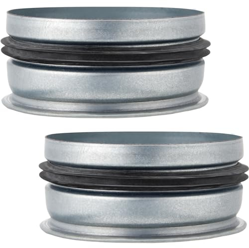 VIHOSE 2 Pcs 4 Inch Od Dryer Vent Cap with Rubber Gasket Round Dryer Vent Cover Inside Galvanized Steel Tee Duct End Cap Pipe Cover Metal Plug for Outdoor and Indoor HVAC Systems