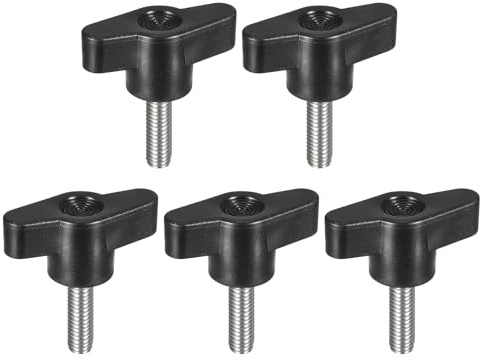 sourcing map Klemmschraubenknauf, M6 x 20 mm, 304 Edelstahl, T-förmige Rändelschrauben, Griff für schnelles Entfernen des Handfestziehknaufs, 5 Stück