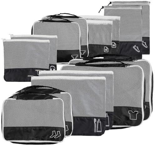 PEARL Koffertasche: 14er-Set Kleidertaschen aus stabilem 420D Ripstop-Polyester (Kofferbeutel, Kleidertaschen für Reisen, Damen)