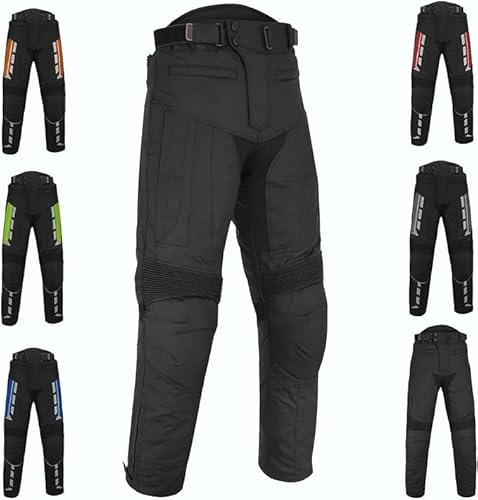 Motorradhosen für Herren mit Protektoren, Motorradhosen aus Cordura-Textil, wasserdicht, mit Schutz an Hüften und Knien - CE-zertifizierte Panzerung, CE-zertifizierte Panzerung (XL, Schwarz)