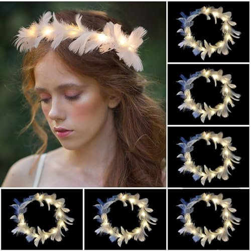 6 ghirlande di fiori a LED, ghirlanda luminosa a LED, ghirlanda luminosa, ghirlanda luminosa per capelli, cerchietto a LED, per compleanno, matrimonio, festival, feste
