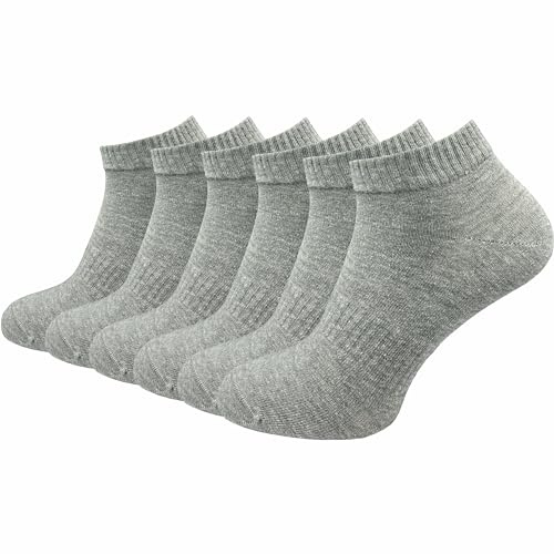 GAWILO Calzini sportivi senza cuciture (6 paia) | Calzini corti per uomo e donna | Grazie alla costina non scivolano e non si piegano, grigio chiaro, 35-38