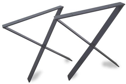 modernLOFTart Tischbeine Anthrazit - Metall X-Form - 2X Tischgestell Flachstahl 100x10 mm - DIY Tischkufen für Wohnzimmertisch, Esstisch - Breite 80 cm, Höhe 72 cm