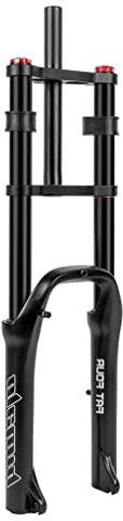 Mountain Front Gabel Doppelschulter Federgabel 20 Zoll Luft Front Gabel Strand Schnee Fahrrad 1-1/8'' Gerades Rohr QR 9mm * 135mm Federweg 120mm Dämpfung Einstellen (Color : Black, Size : 20'')