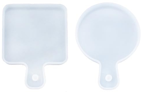 Hufopik Moules en résine de silicone, moules en résine époxy pour planche à découper rectangulaire, petits moules en silicone pour plateau de service (1 cercle carré x 1)