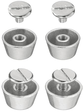 QUARKZMAN 4 Juegos Remaches de Tachuelas para Bolso de Mano 1/2 Tachuelas de Cabeza Plana Tornillo de Espárragos Espiga de Aleación Remaches Hebilla Marroquinería, Tono Plateado