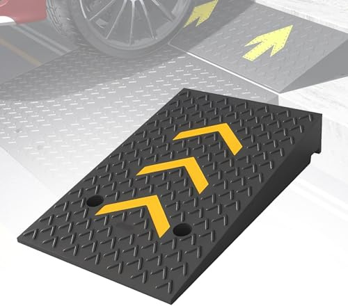 10-25cm Rise Threshold Ramp, Portable Curb Ramp, Rubber Wheelchair Ramp, Heavy Duty Driveway Kerb Ramp for Loading Dock, Sidewalk, Car, Scooter, Trailer Truck Bike(Height 21cm/8.3inch)
