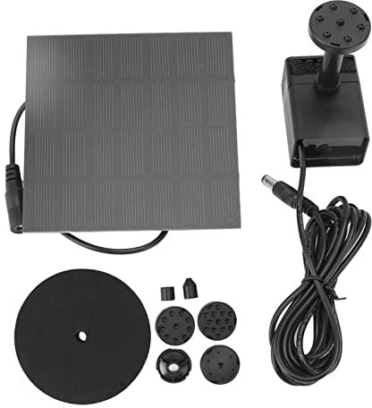 XHTLLO Kit pompa acqua solare fai-da-te, pompa per fontana ad energia solare con 6 ugelli per bagno per uccelli, giardino, cisterna per pesci