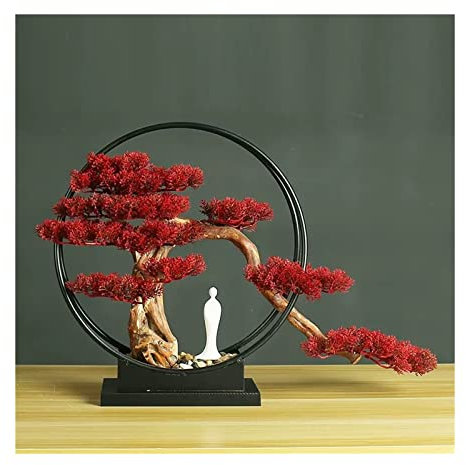 Huangj-0527 künstliche Bonsai 40 cm großer künstlicher Kiefern-Bonsai-Kunststoffbaum im Topf, fühlen Sich echte Pflanzen mit Topf an, Dekoration for Zuhause, Büro, Garten Feng Shui Kunstpflanze