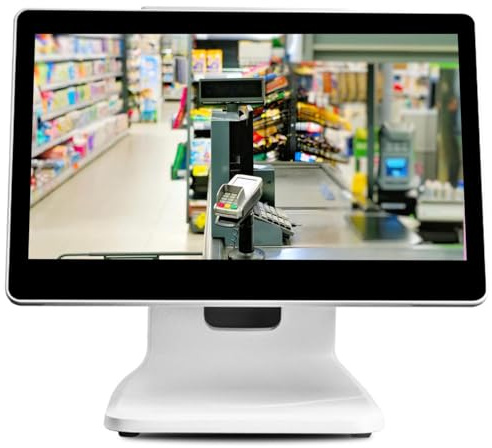 LSHFYV Caisse Enregistreuse Tactile, Caisse Enregistreuse Pos, Caisse Enregistreuse avec écran Tactile 15,6 Pouces CPU N2840, 4 GO De Ram, 64 GO SSD, Windows 10 for La Vente Au Détail, Restaurant