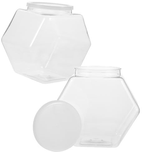 PHENOFICE 2piezas Tarros Hexagonales Para Cocina Frascos Herméticos De Plástico Para Guardar Té y Snacks