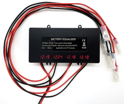 SiRyder Égaliseur Batterie 48 V 4 x 12 V Équilibreur De Batterie ÉCran Ha12l Numérique Égaliseur De Batterie avec Écran LED pour Batterie Au Lithium Plomb Acide