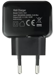 Cargador de Pared USB 5V 2.4A, Negro, Compacto y Ligero, Ideal para Cargar Dispositivos móviles y Gadgets en casa o Viajes.
