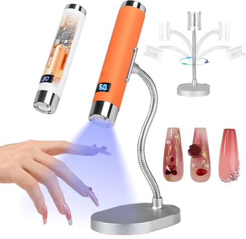 Aokitec UV Lampe für Gelnägel, AI-Sensor UV Lampe Nägel, Berührungslose Aktivierung, 800 mAh Nagellampe für Nagelkleber Nail Tips Gel Nail Art, UV LED Lampe für Nägel Selber Machen Nagelstudio, Orange