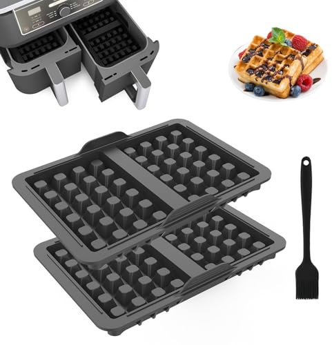 JXAXD 2 Stück Waffeleinsatz kompatibel mit Ninja AF300EU, AF400EU, AF451EU, SL400EU und AF500DE, Heißluftfritteuse Zubehör, Effektiver, A Wiederverwendbar Waffeleinsatz Zubehör
