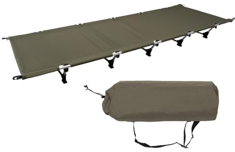 RUETERY 190x 70 x 17cm Ultraleichtes Feldbett, Campingbett, Tragbares Faltbares Klappbett, Aluminium Reisebett mit Tragetasche, Belastbarkeit bis 150kg, für Zelten, Wandern, Outdoor (Grün)