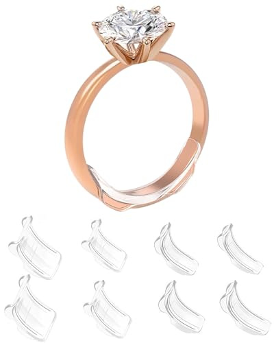 FDCGAS 8pcs réducteurs de bague invisibles, transparent ajusteurs de taille de bague invisibles pour bagues lâches, ajusteurs de taille de bague adaptés aux bagues lâches de différentes