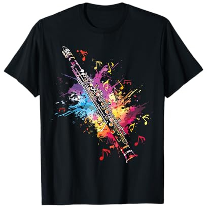 Klarinette Splash Art Klassisch Holzbläser Klarinettist T-Shirt