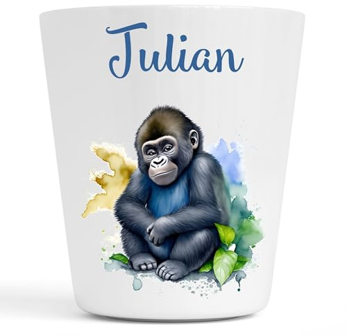 Générique Gobelet en Plastique pour Enfants | Gobelet Personnalisé avec Nom |Verre Plastique Incassable Personnalisé (Gorille Julian)