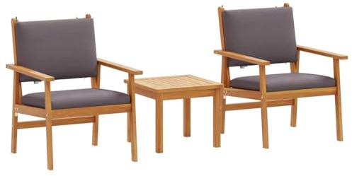 vidaXL Gartensofa-Set 3 pcs Anthrazit Massivholz Akazie, Garten und Terrasse, Moderne Gartenmöbel, rechteckiges Sofa, wetterfestes Set, Balkon Lounge, langlebige Sitzgelegenheiten